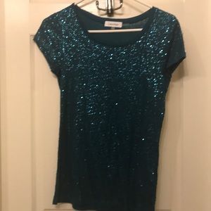Calvin Klein sequin tee turquoise